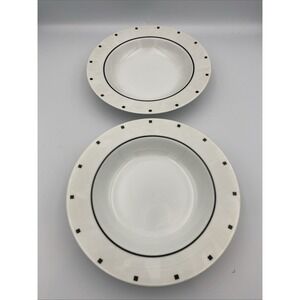 2 Sasaki Metropolis Black Squares on White‎ David Ehrenreich 1986 Soup Bowls 9"